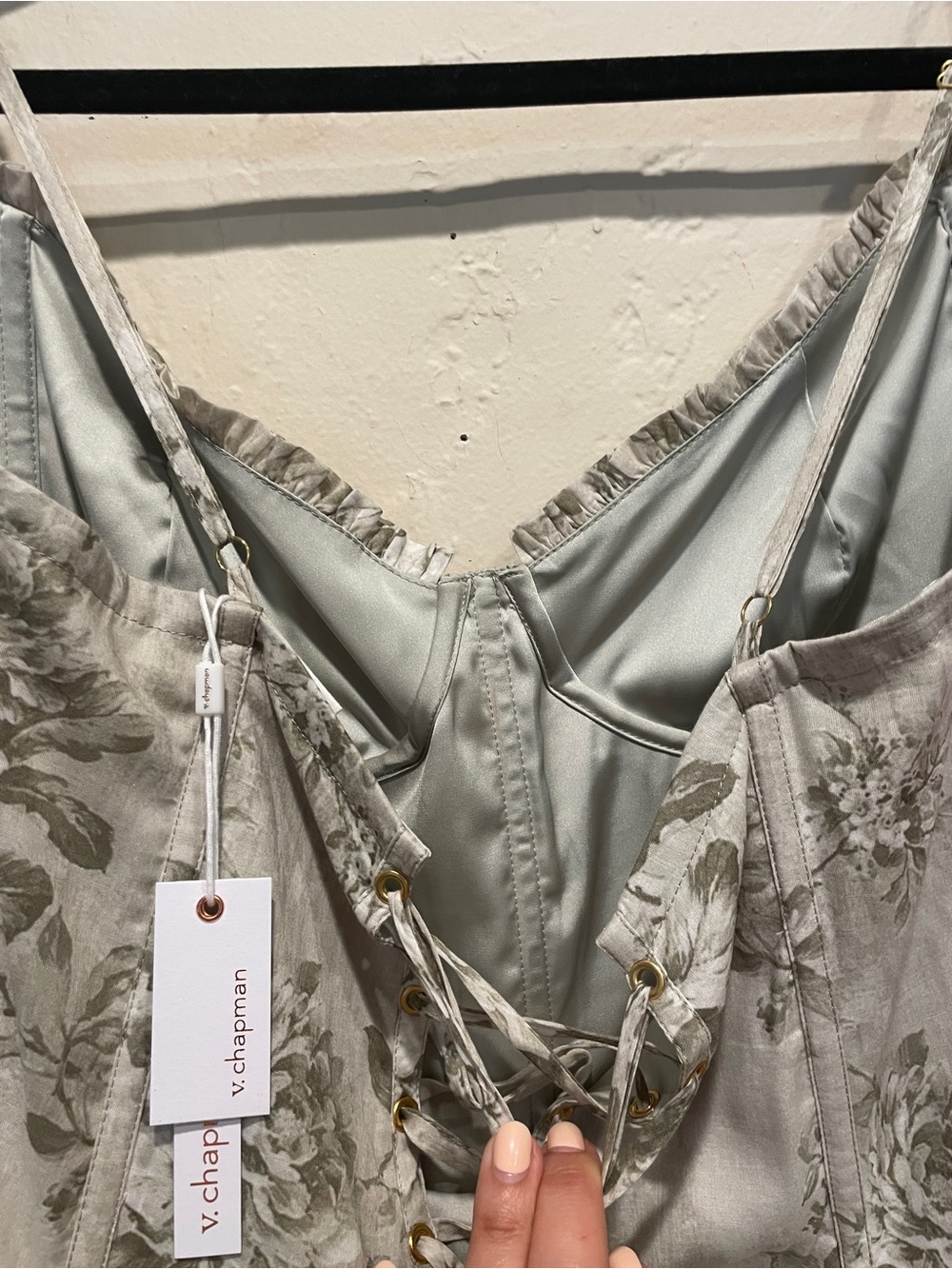 V. Chapman Sage Floral Lace-Up Maxi Dress NWT Size 12 - Picture 8 of 16